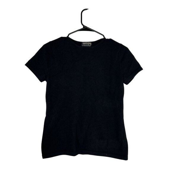 Country Shop Women's 100% Cashmere Short Sleeve Top Black Size Small - Picture 1 of 9